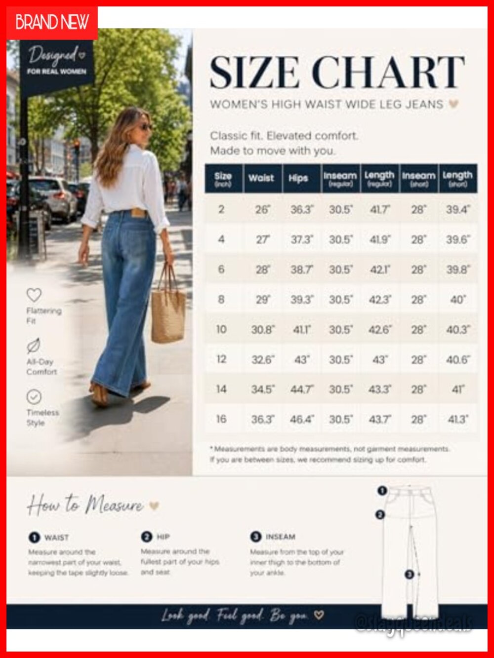 High Waisted Baggy Wide Leg Jeans Stretchy Tummy Control Straight Leg Denim - Picture 5 of 5